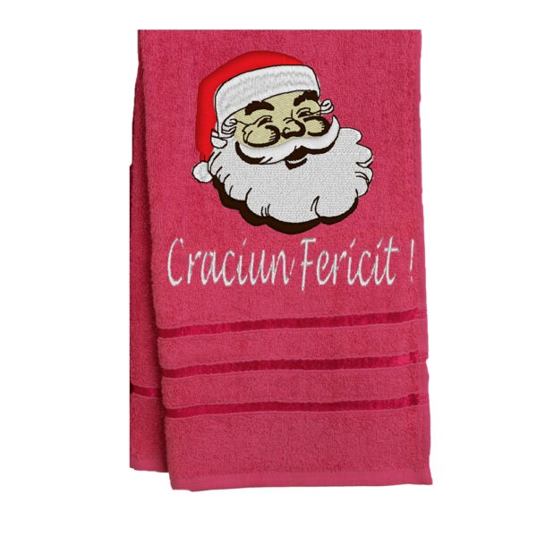 Prosop baie rosu pentru craciun brodat cu Mos Craciun !