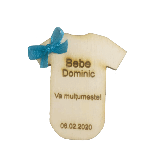 Marturii botez din lemn model body personalizat