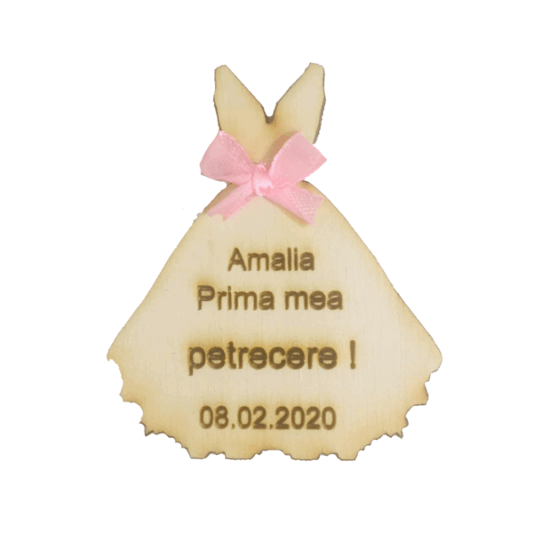 Marturii botez din lemn model rochita personalizat
