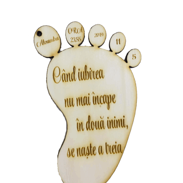 Marturii botez din lemn model talpa personalizat