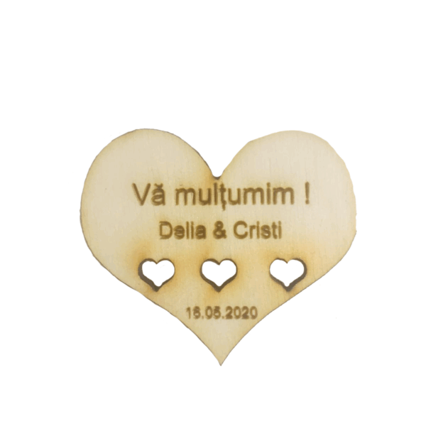 Marturii botez din lemn model inima personalizat