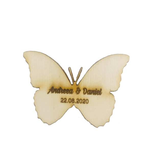 Marturii botez din lemn model fluture personalizat