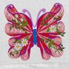 19713528 Prosop de baie Alb brodat personalizat Fluture rosu 70 x 140 cm