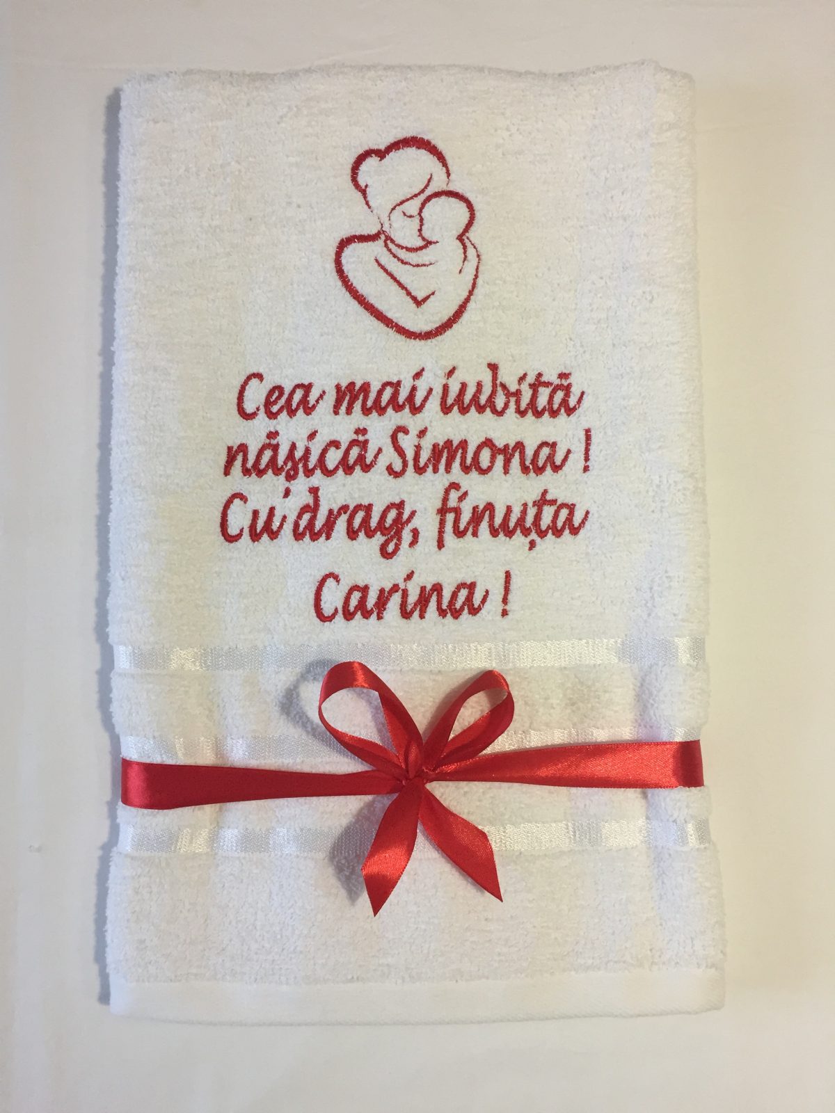 19714445 Set 2 prosoape de baie alb model nasi pentru ea si el personalizat cu text si nume