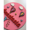 Tablou din lemn pentru fete personalizat cu nume dimensiune 30x30 cm